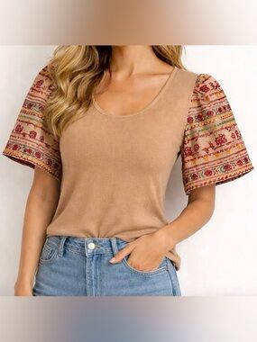 NWT anthropologie dolan embroidered sleeve blouse